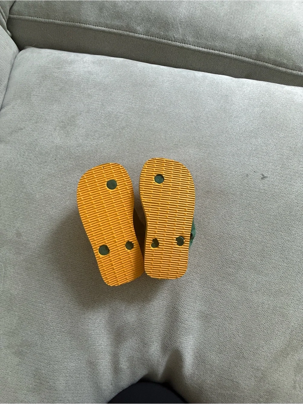 Havaianas Kids Yellow Flip Flops with Green Straps